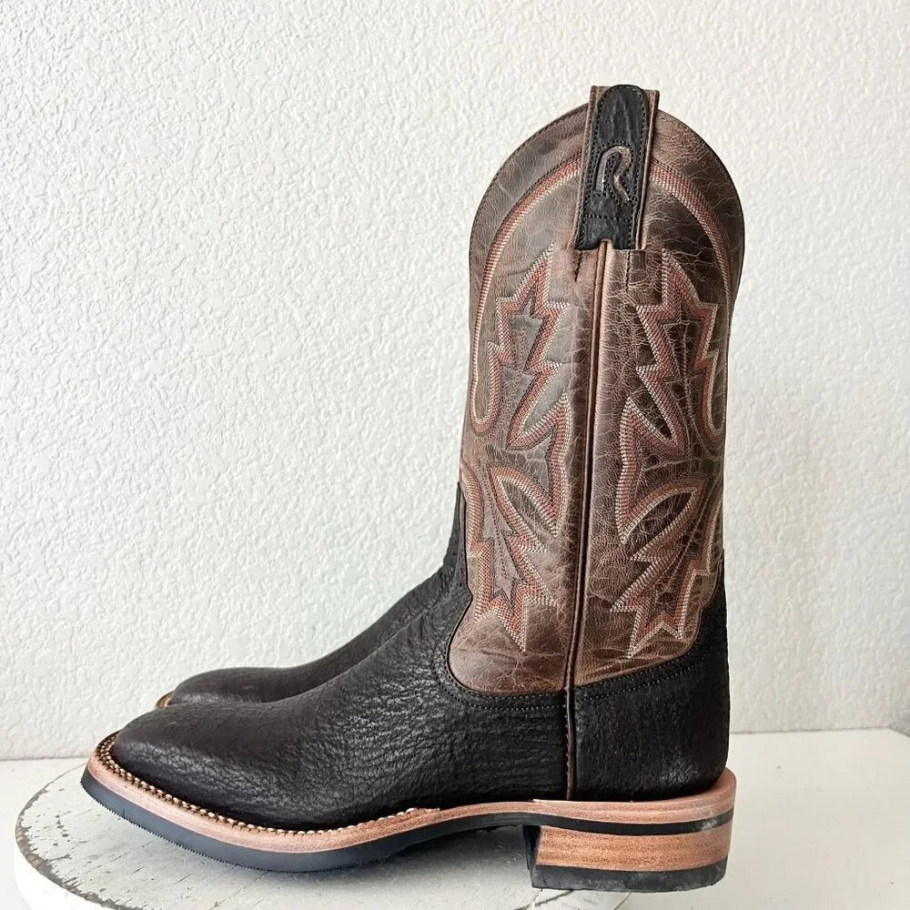 NEW Rod Patrick Mens Cowboy Boots 7.5 B Brown Shark Leather Western Square Toe - Picture 4 of 12